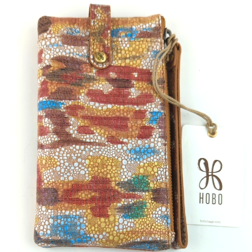 HOBO King Leather Multicolor Ikat Phone Wristlet Wallet